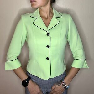Women's Studio One Lime Green Blazer with Black Trim